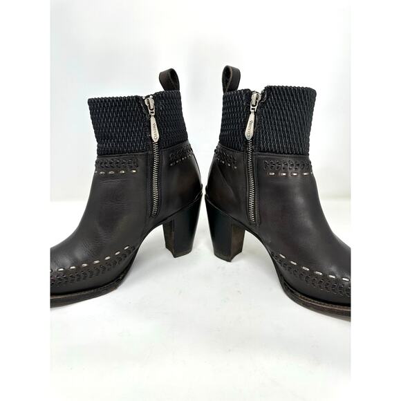 Cuadra Round Toe Ankle Boot Women Size 9 Botas Dark Brown Woven Leather Western - Picture 7 of 11